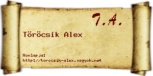 Töröcsik Alex névjegykártya